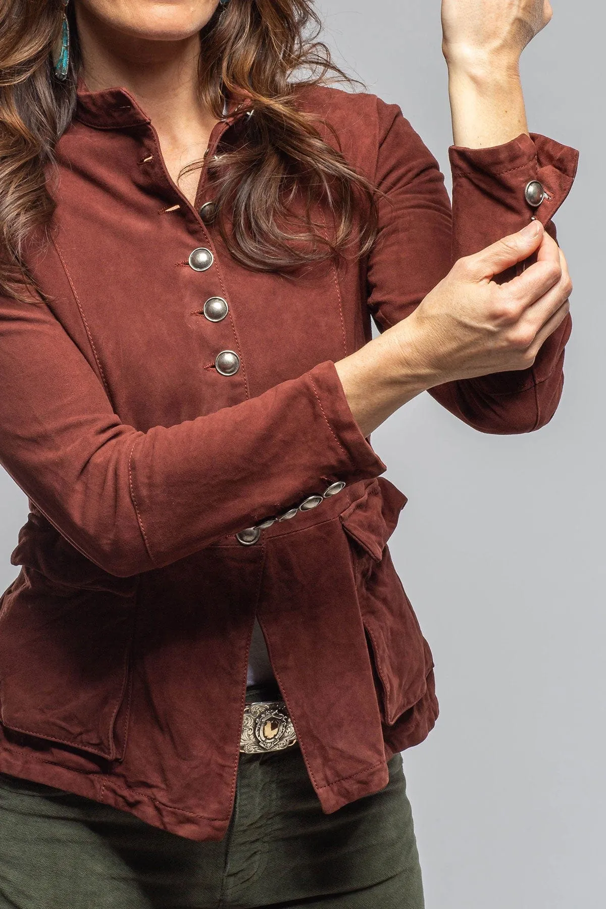 Scarlet Washed Suede Shirt In Burgundy