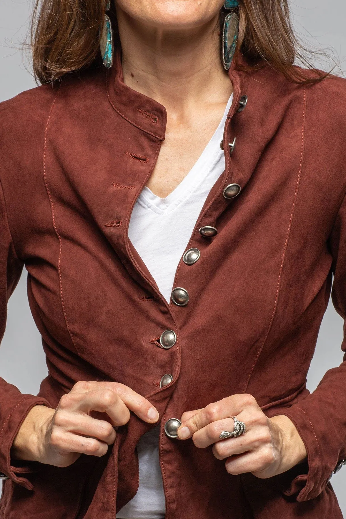Scarlet Washed Suede Shirt In Burgundy