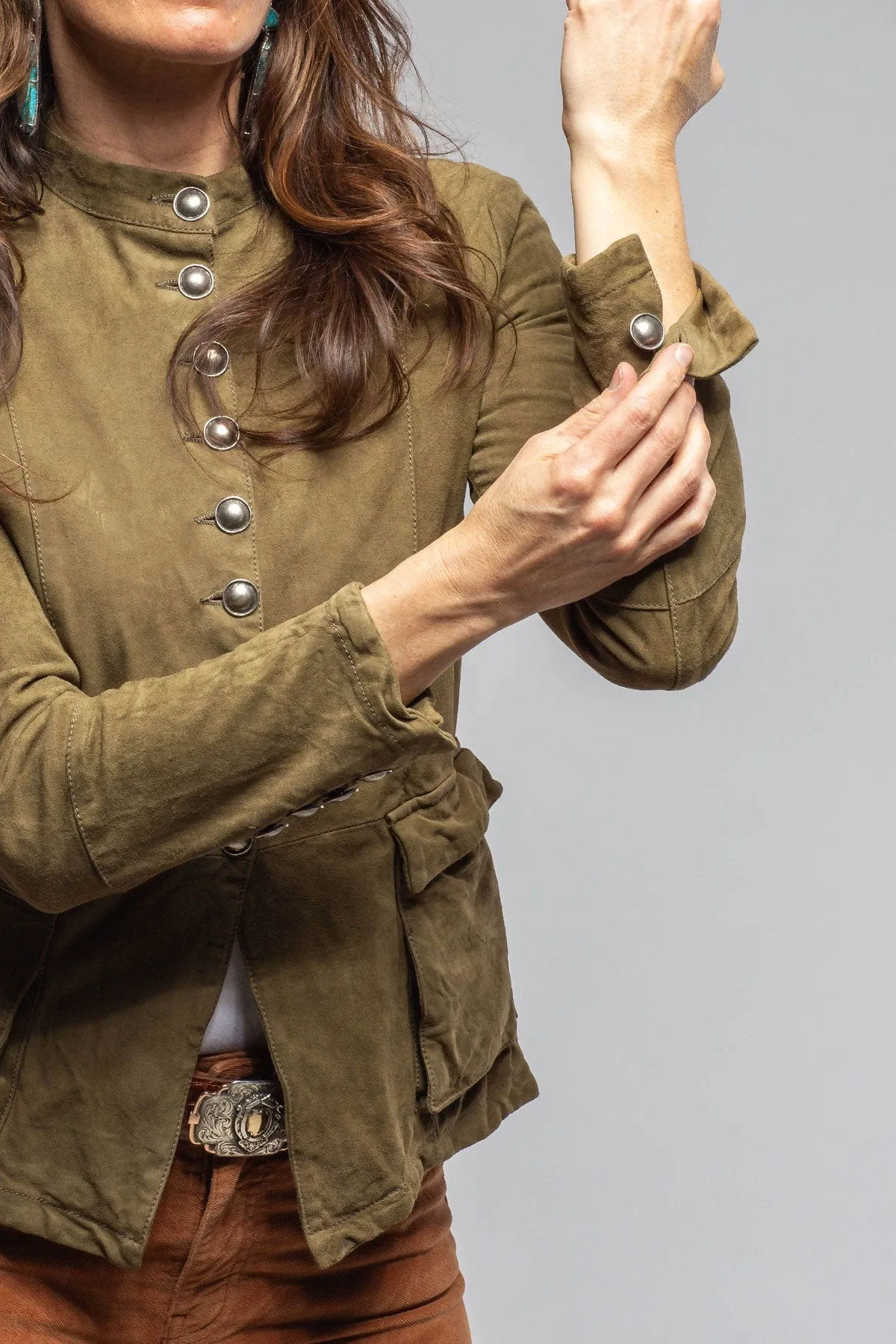 Scarlet Washed Suede Shirt In Sage