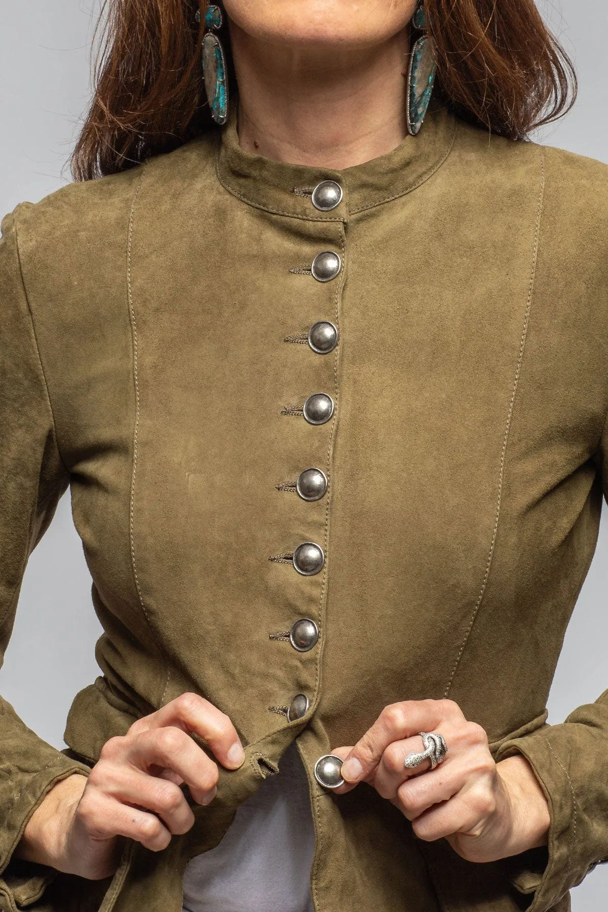 Scarlet Washed Suede Shirt In Sage
