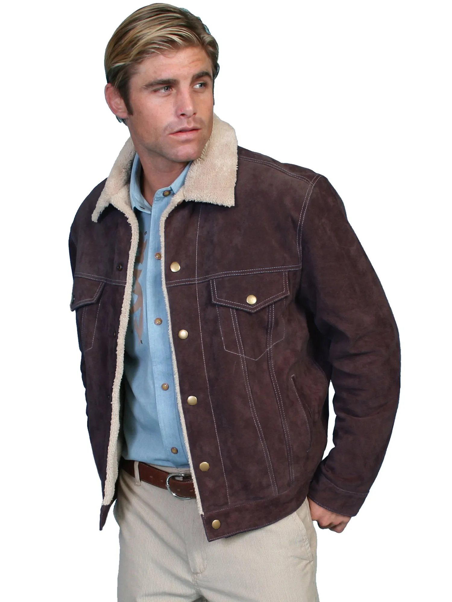 Scully Mens Chocolate Boar Suede Jean Jacket 4X