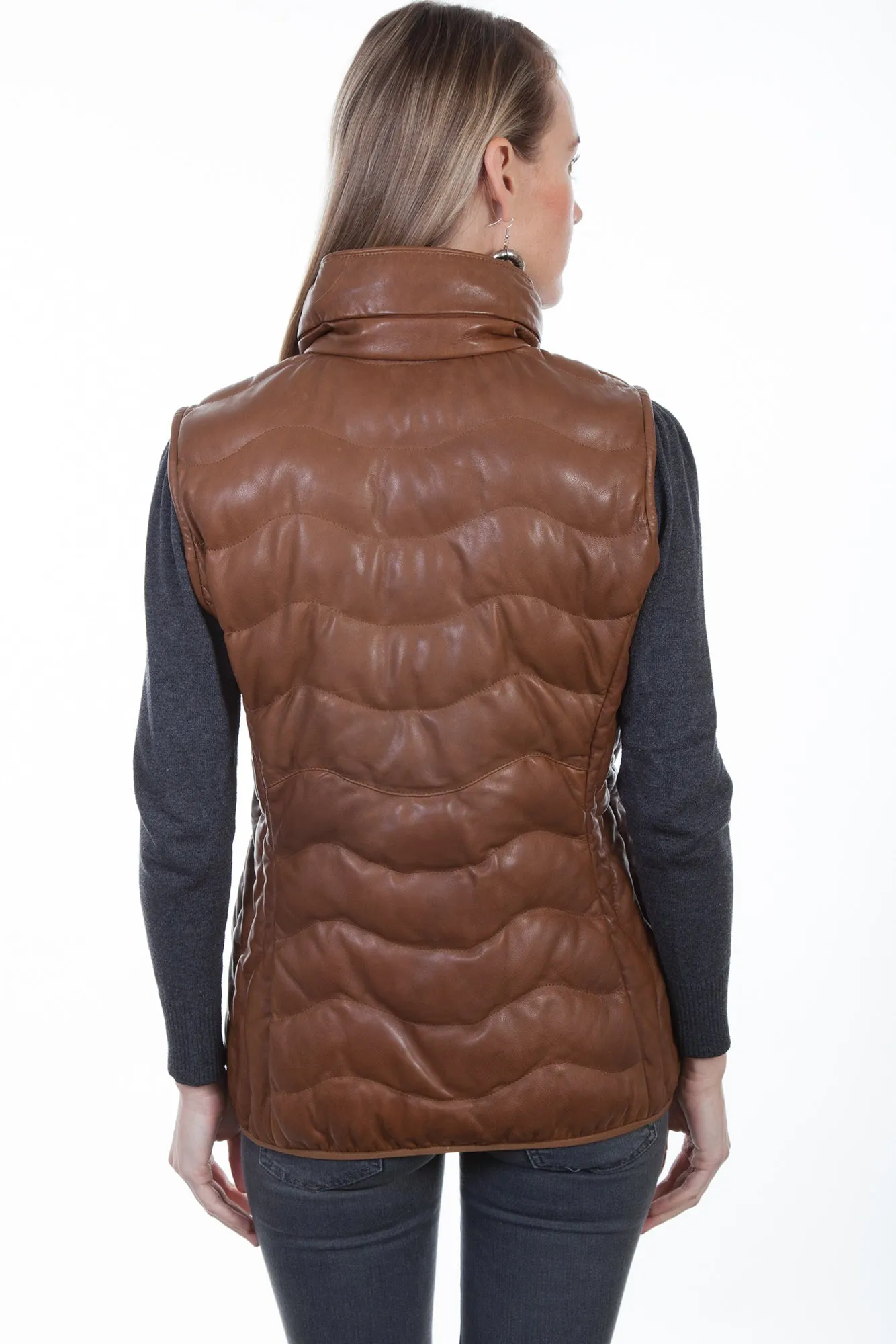 Scully Womens Cognac Soft Lamb Puffer Vest XXL