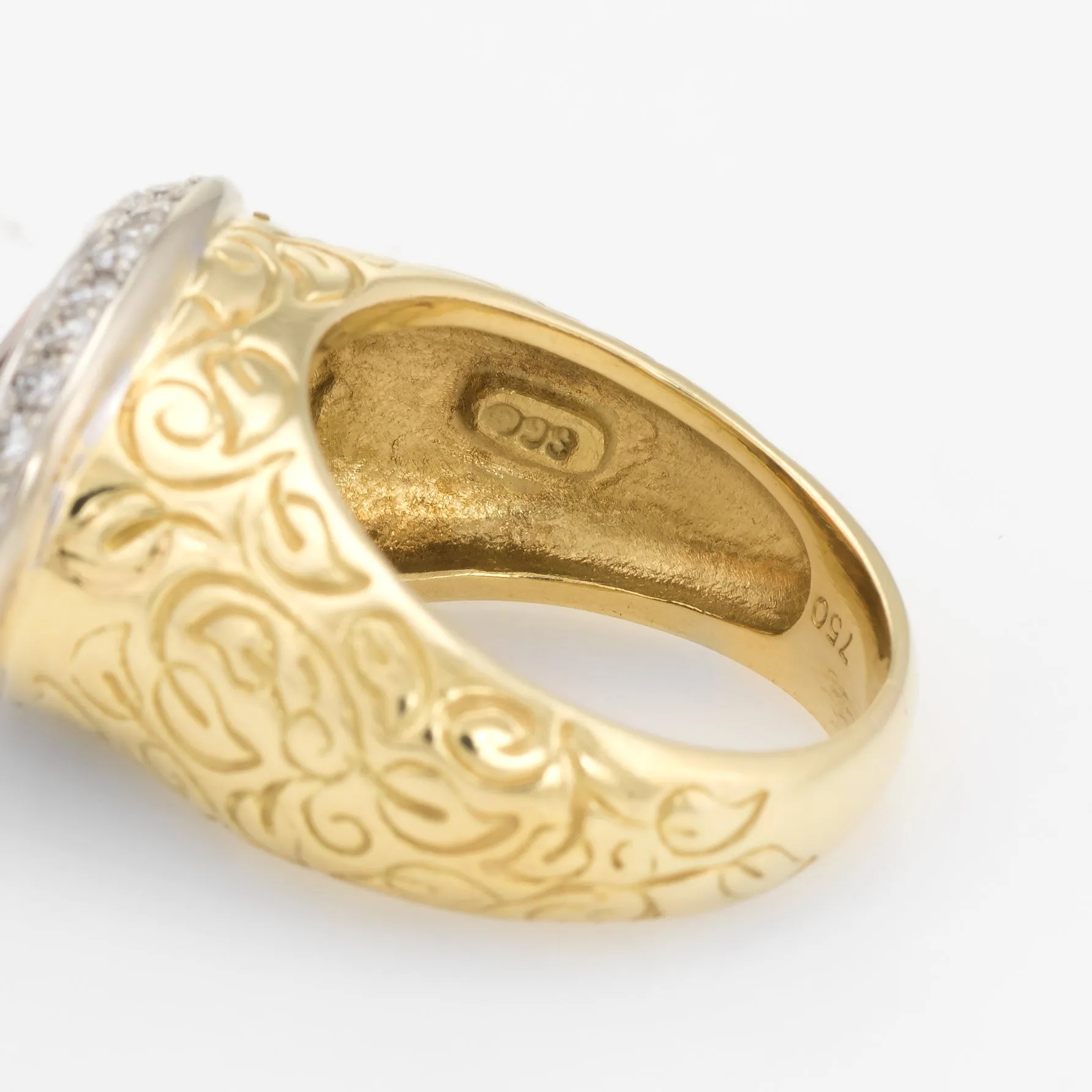 SeidenGang Citrine Diamond Ring 18k Yellow Gold East West Estate Cocktail 7.5