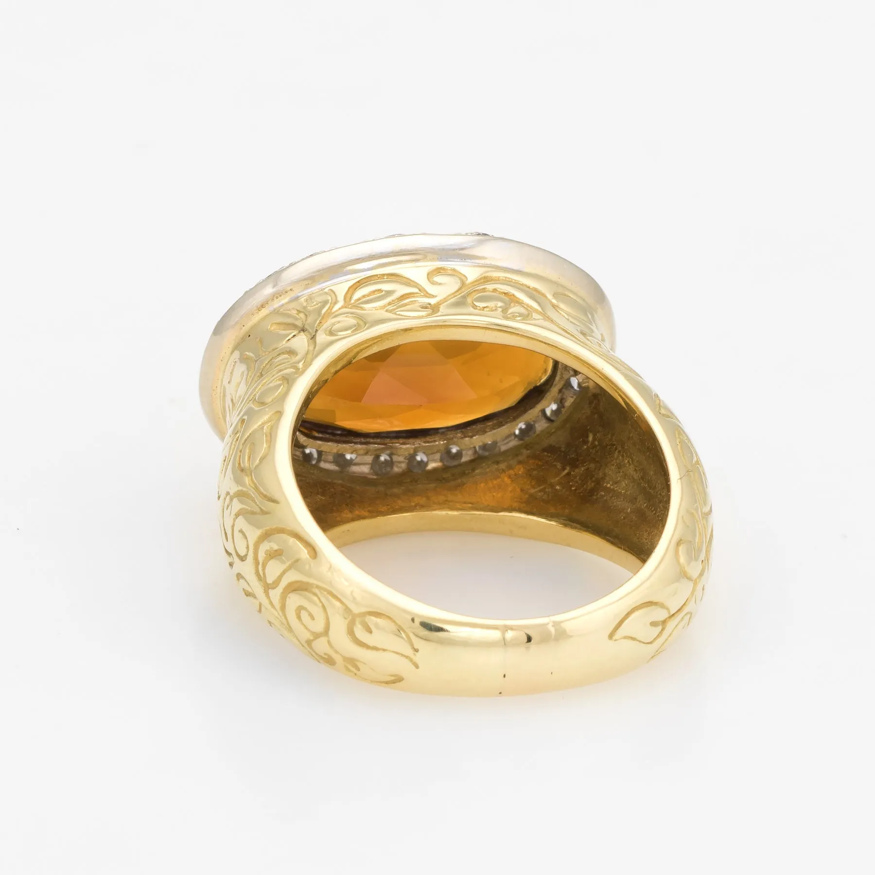 SeidenGang Citrine Diamond Ring 18k Yellow Gold East West Estate Cocktail 7.5