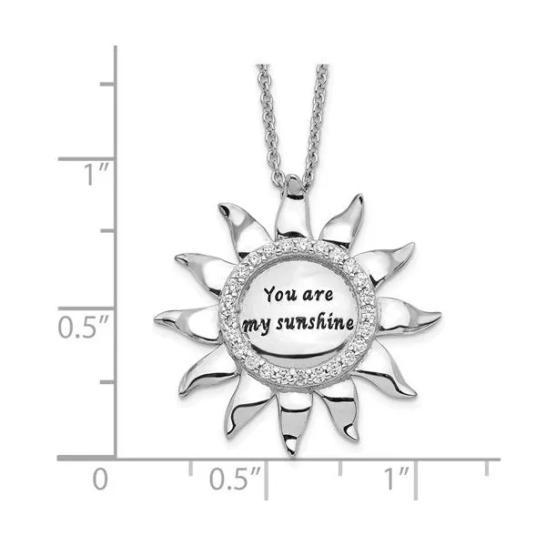 Sentimental Expressions Sterling Silver Rhodium Plated "Your are My Sunshine" CZ Necklace