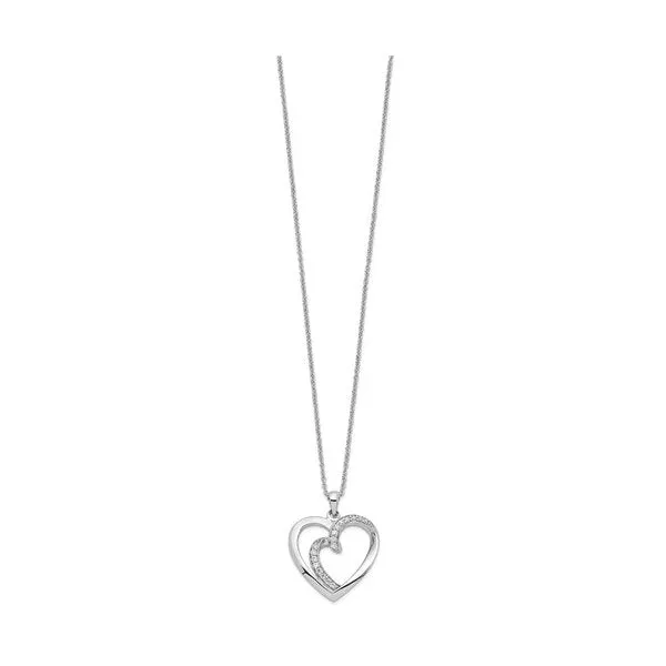 Sentimental Expressions Sterling Silver Rhodium Plated Two Souls Lived as One CZ Heart Necklace