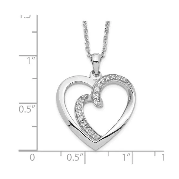 Sentimental Expressions Sterling Silver Rhodium Plated Two Souls Lived as One CZ Heart Necklace