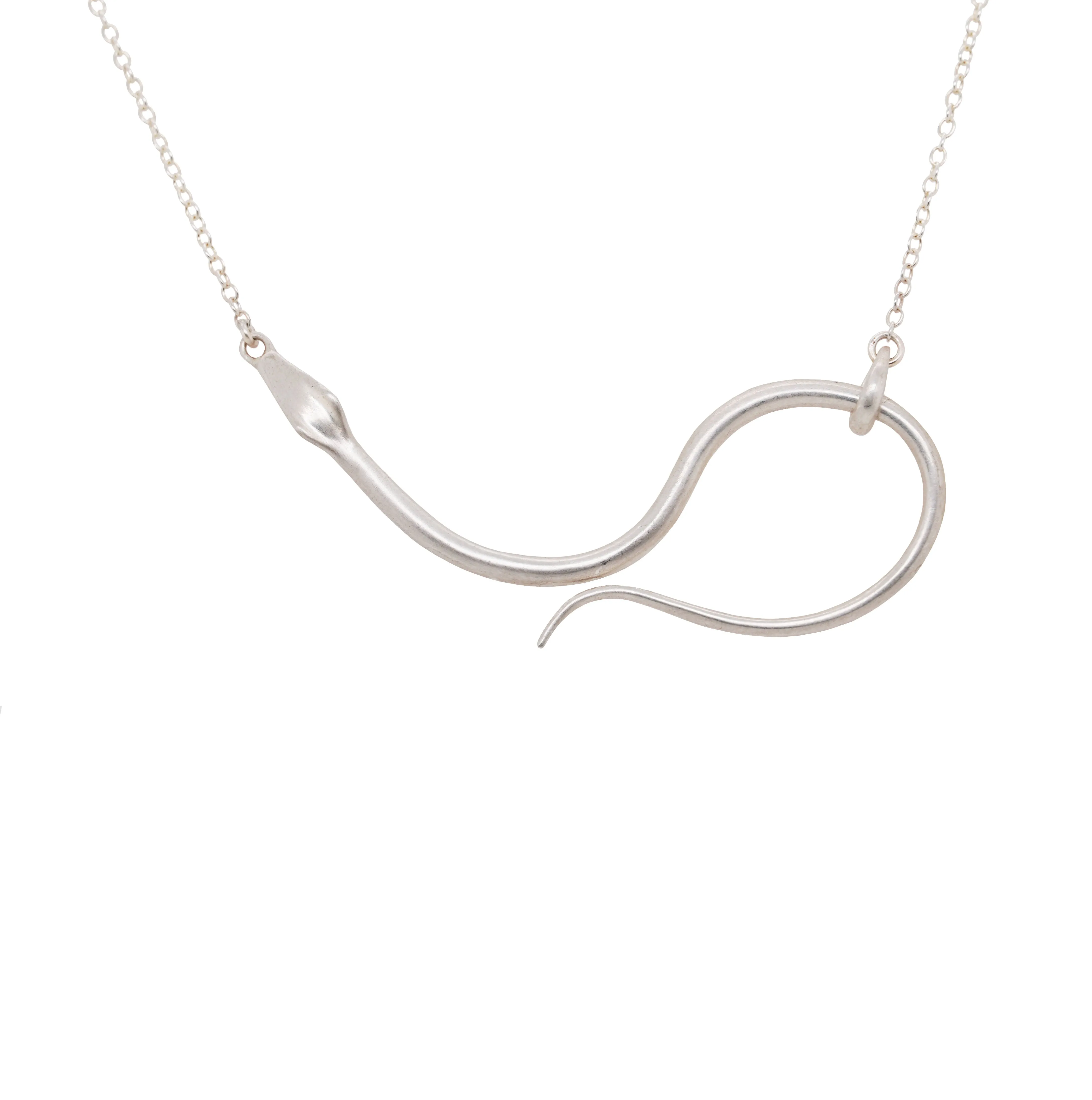 Serpent Lariat Necklace with White Diamond Eyes