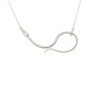 Serpent Lariat Necklace with White Diamond Eyes
