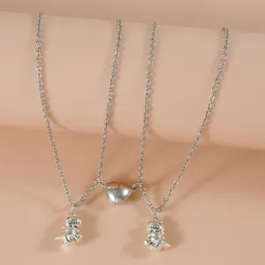 SET of 2 Dinosaur Love Matching Necklaces | Magnetic