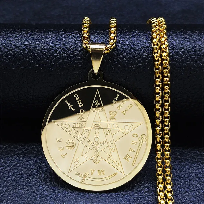 Seven Archangels Amulet Stainless Steel Necklace - The Ultimate Gothic Talisman for Protection and Guidance