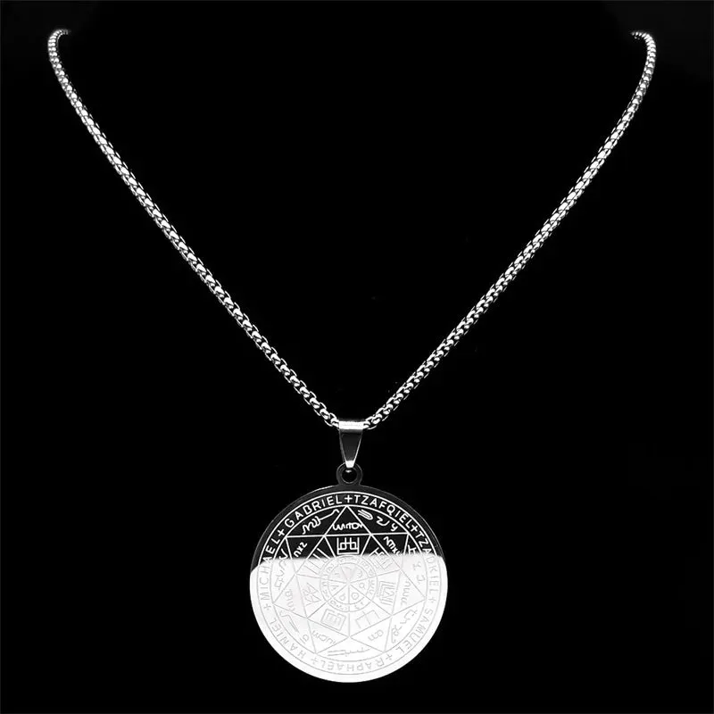 Seven Archangels Amulet Stainless Steel Necklace - The Ultimate Gothic Talisman for Protection and Guidance