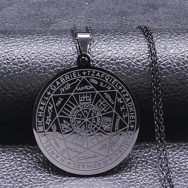 Seven Archangels Amulet Stainless Steel Necklace - The Ultimate Gothic Talisman for Protection and Guidance