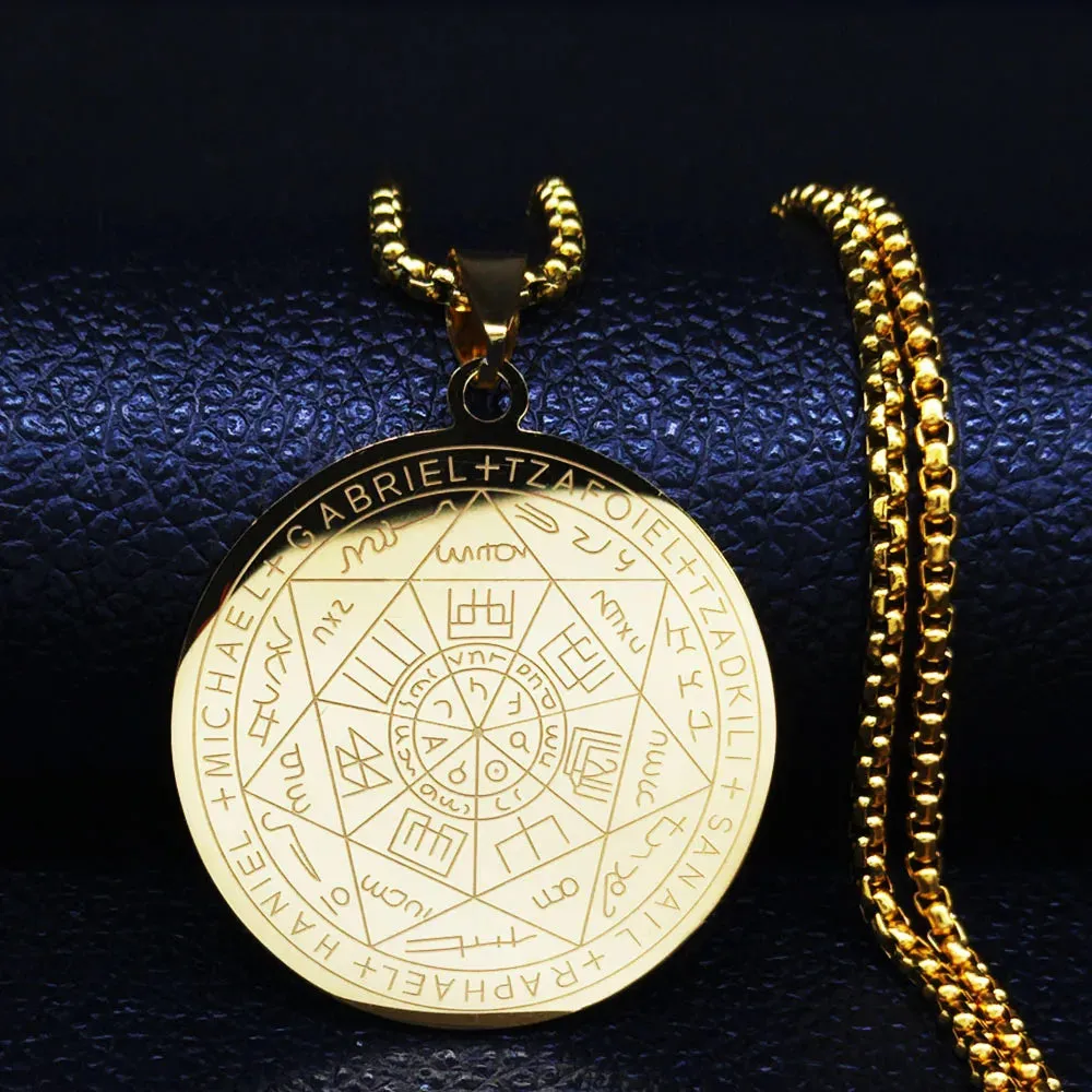 Seven Archangels Amulet Stainless Steel Necklace - The Ultimate Gothic Talisman for Protection and Guidance