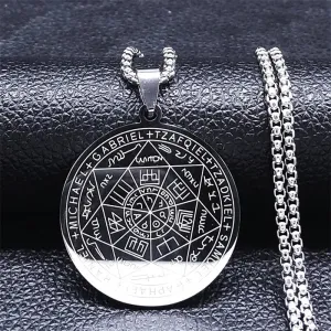Seven Archangels Amulet Stainless Steel Necklace - The Ultimate Gothic Talisman for Protection and Guidance