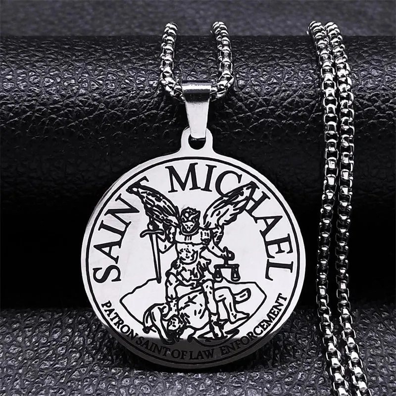 Seven Archangels Amulet Stainless Steel Necklace - The Ultimate Gothic Talisman for Protection and Guidance
