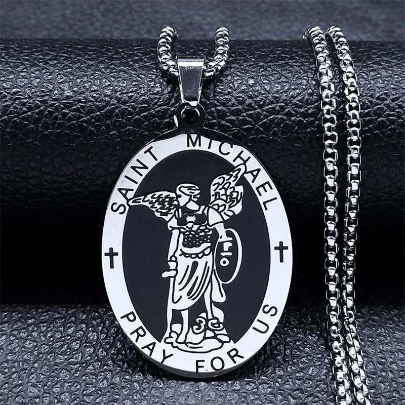 Seven Archangels Amulet Stainless Steel Necklace - The Ultimate Gothic Talisman for Protection and Guidance
