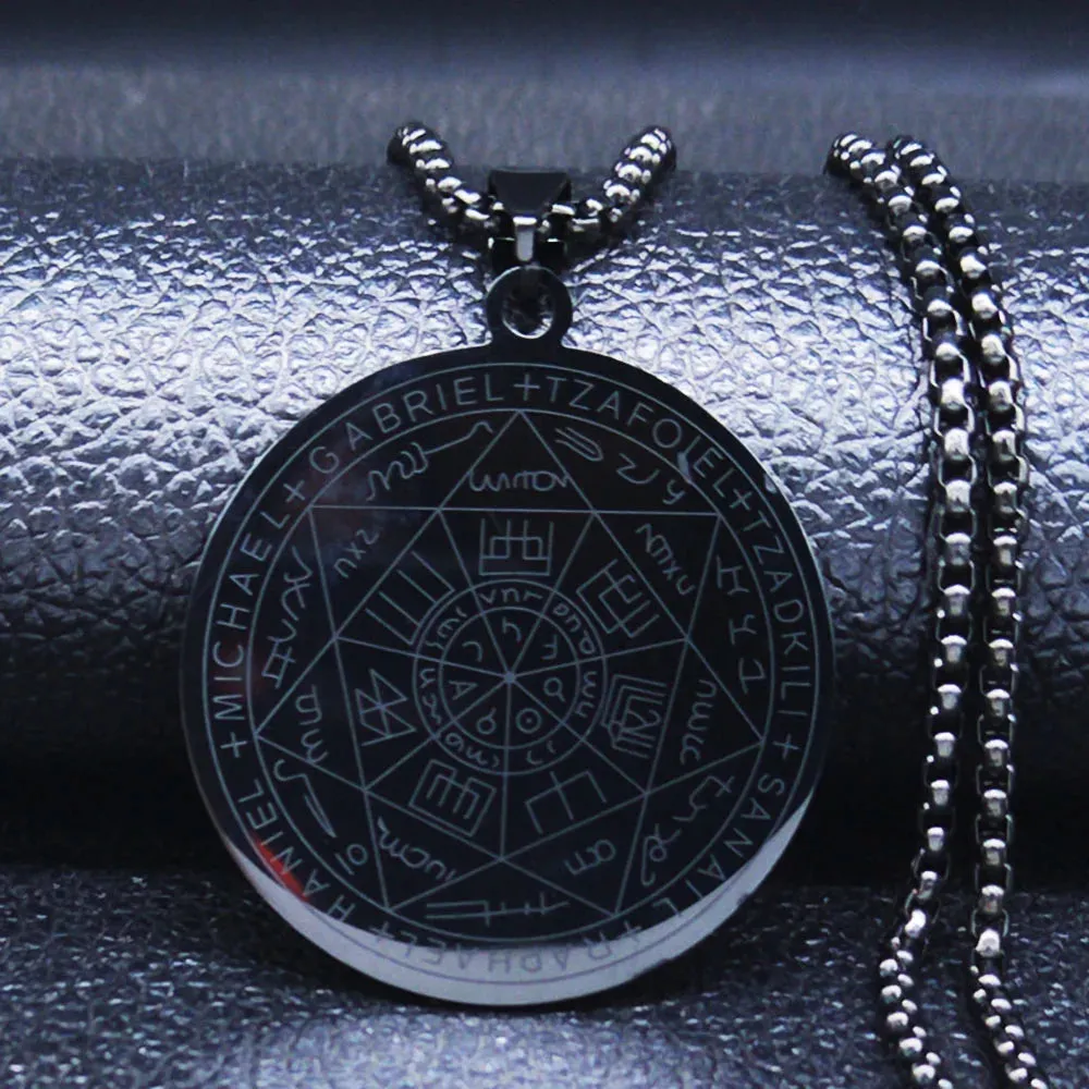 Seven Archangels Amulet Stainless Steel Necklace - The Ultimate Gothic Talisman for Protection and Guidance