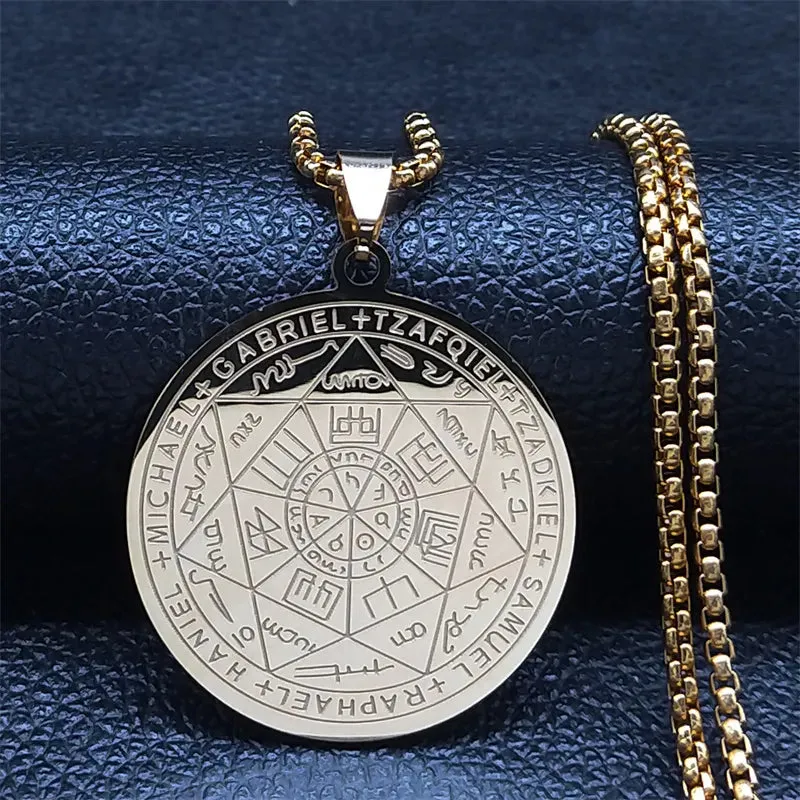 Seven Archangels Amulet Stainless Steel Necklace - The Ultimate Gothic Talisman for Protection and Guidance