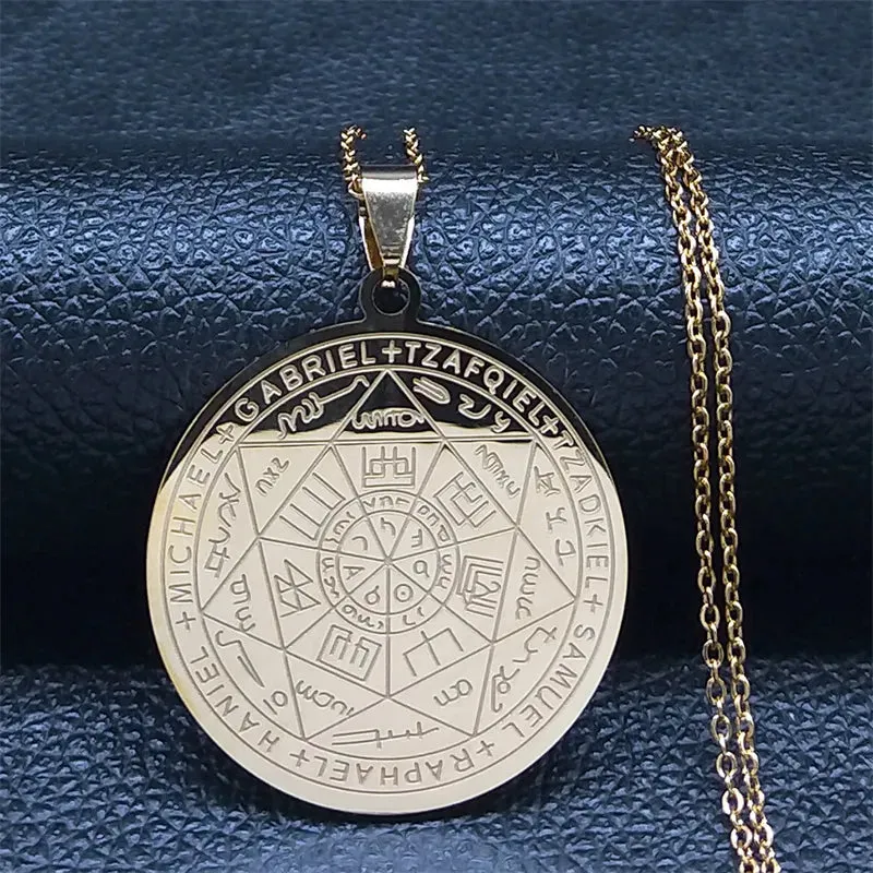 Seven Archangels Amulet Stainless Steel Necklace - The Ultimate Gothic Talisman for Protection and Guidance