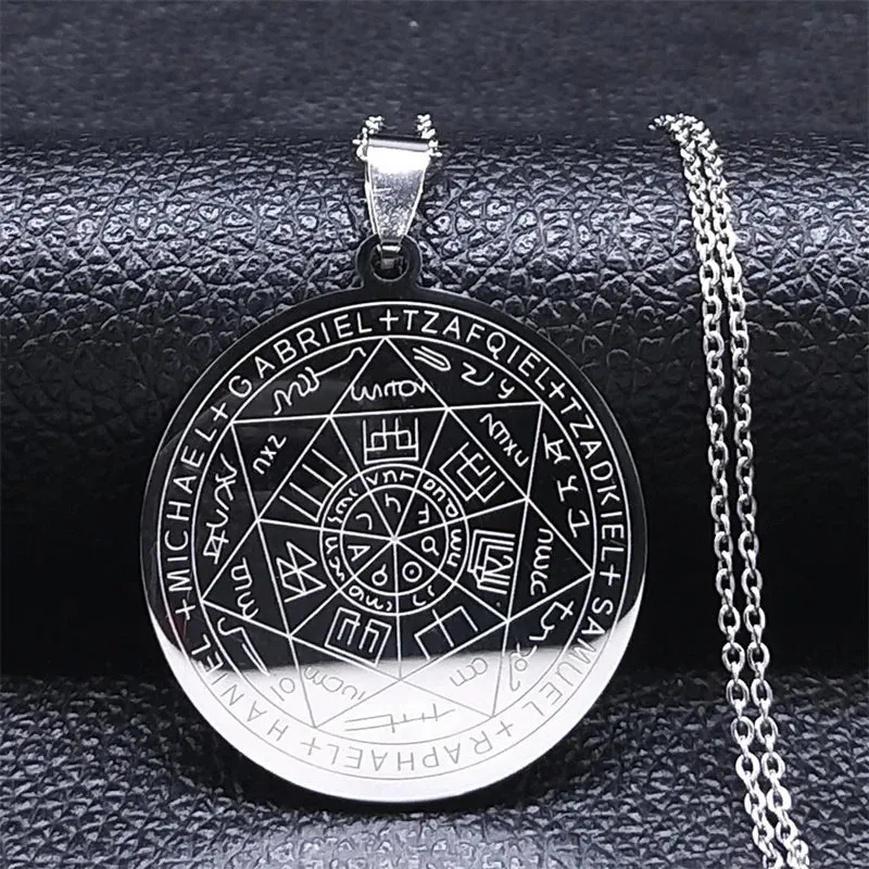 Seven Archangels Amulet Stainless Steel Necklace - The Ultimate Gothic Talisman for Protection and Guidance