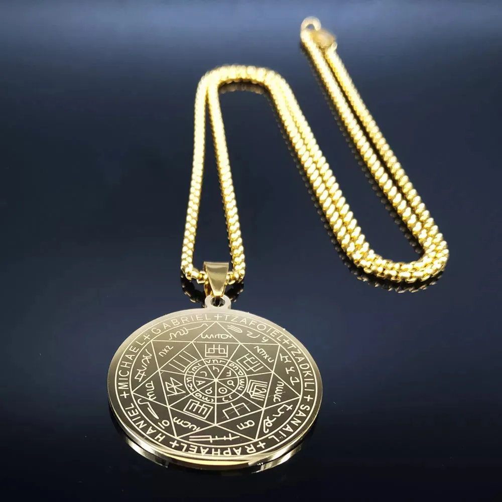 Seven Archangels Amulet Stainless Steel Necklace - The Ultimate Gothic Talisman for Protection and Guidance