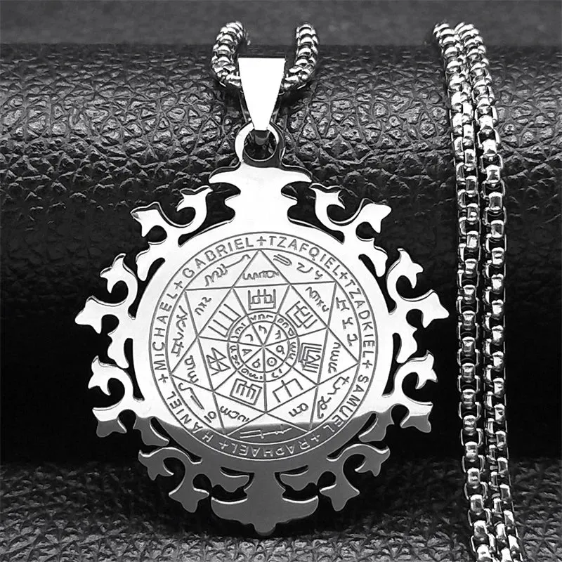 Seven Archangels Amulet Stainless Steel Necklace - The Ultimate Gothic Talisman for Protection and Guidance