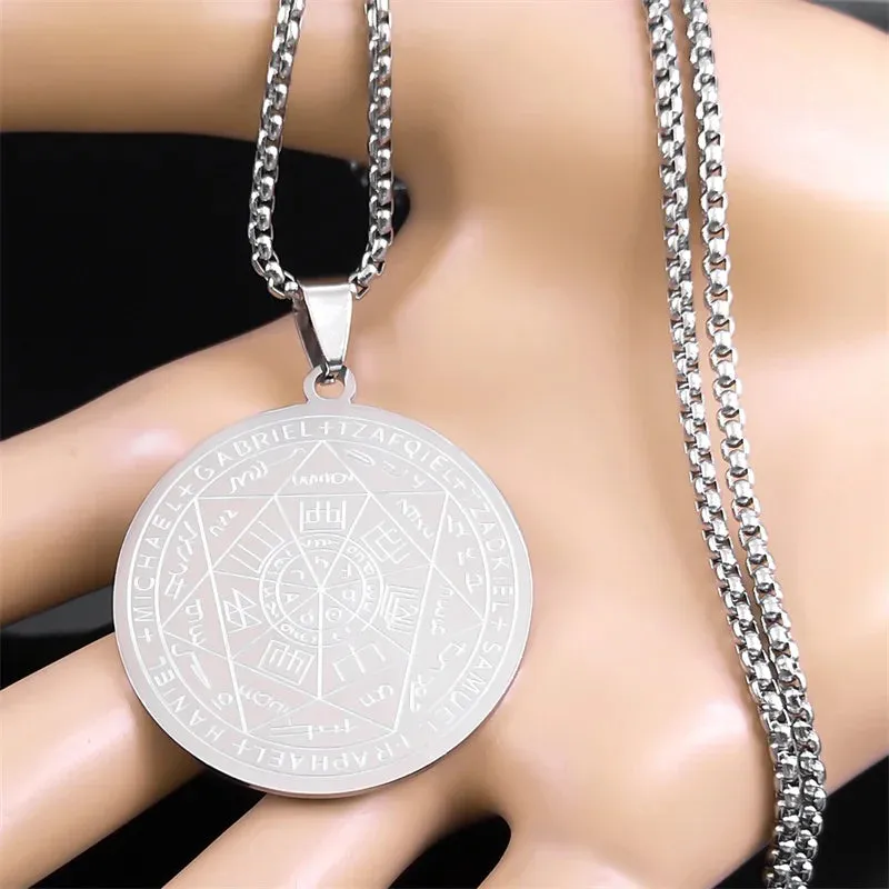 Seven Archangels Amulet Stainless Steel Necklace - The Ultimate Gothic Talisman for Protection and Guidance