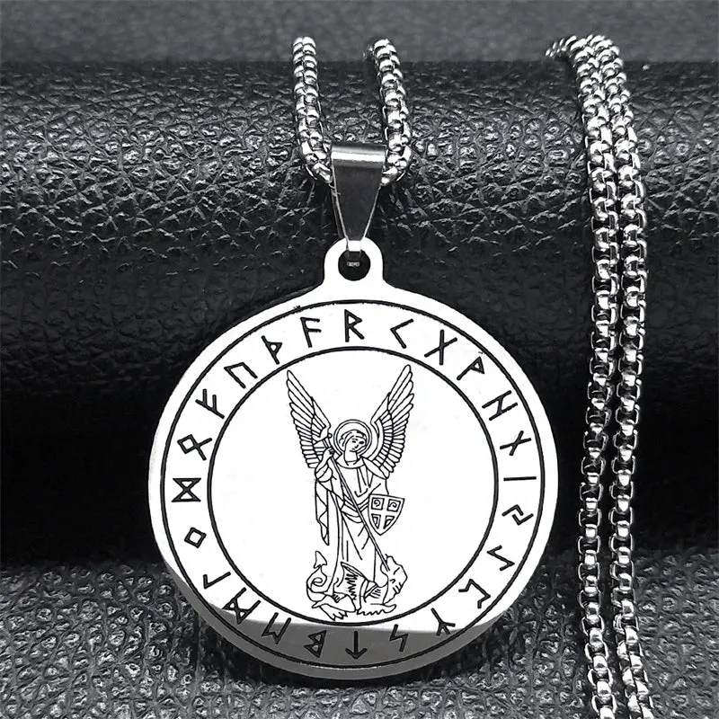 Seven Archangels Amulet Stainless Steel Necklace - The Ultimate Gothic Talisman for Protection and Guidance