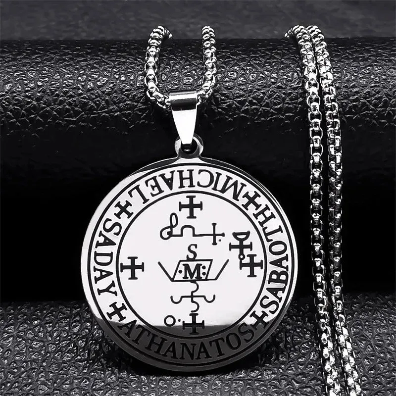 Seven Archangels Amulet Stainless Steel Necklace - The Ultimate Gothic Talisman for Protection and Guidance
