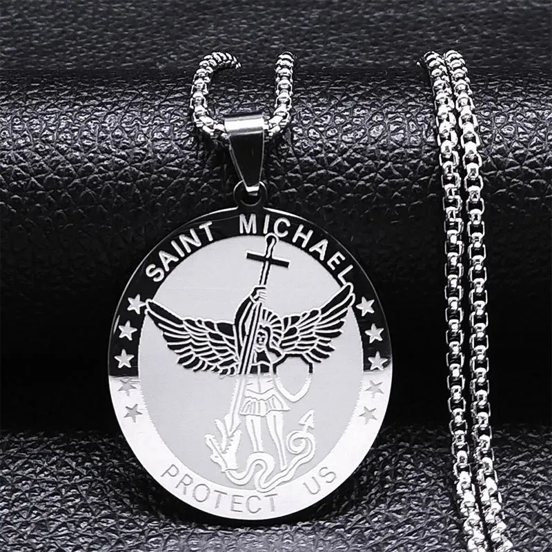 Seven Archangels Amulet Stainless Steel Necklace - The Ultimate Gothic Talisman for Protection and Guidance