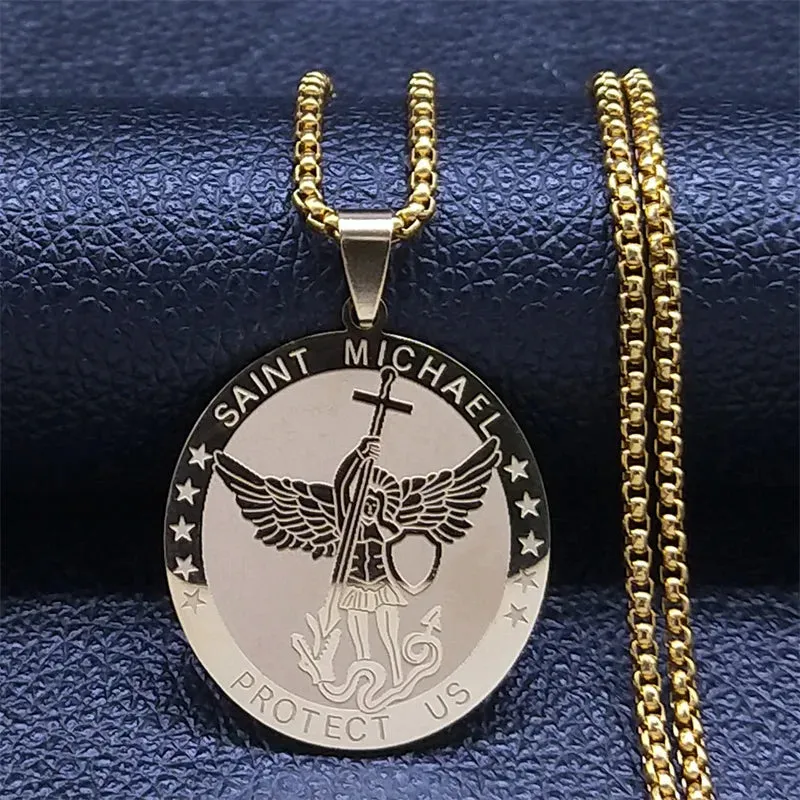 Seven Archangels Amulet Stainless Steel Necklace - The Ultimate Gothic Talisman for Protection and Guidance