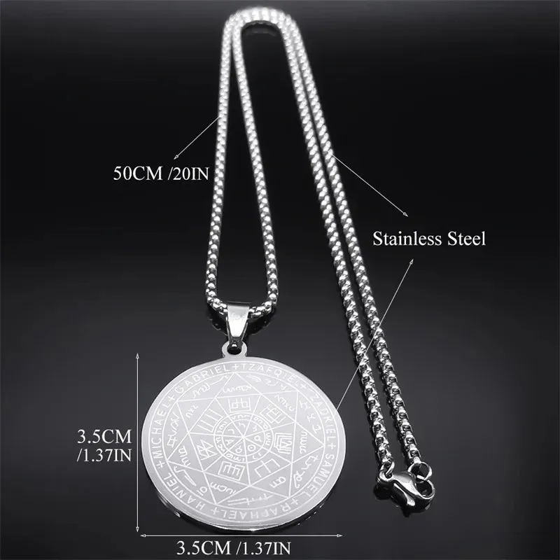 Seven Archangels Amulet Stainless Steel Necklace - The Ultimate Gothic Talisman for Protection and Guidance