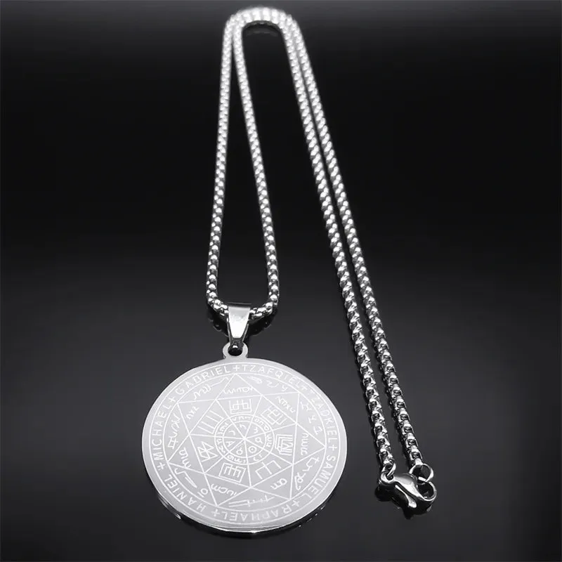 Seven Archangels Amulet Stainless Steel Necklace - The Ultimate Gothic Talisman for Protection and Guidance