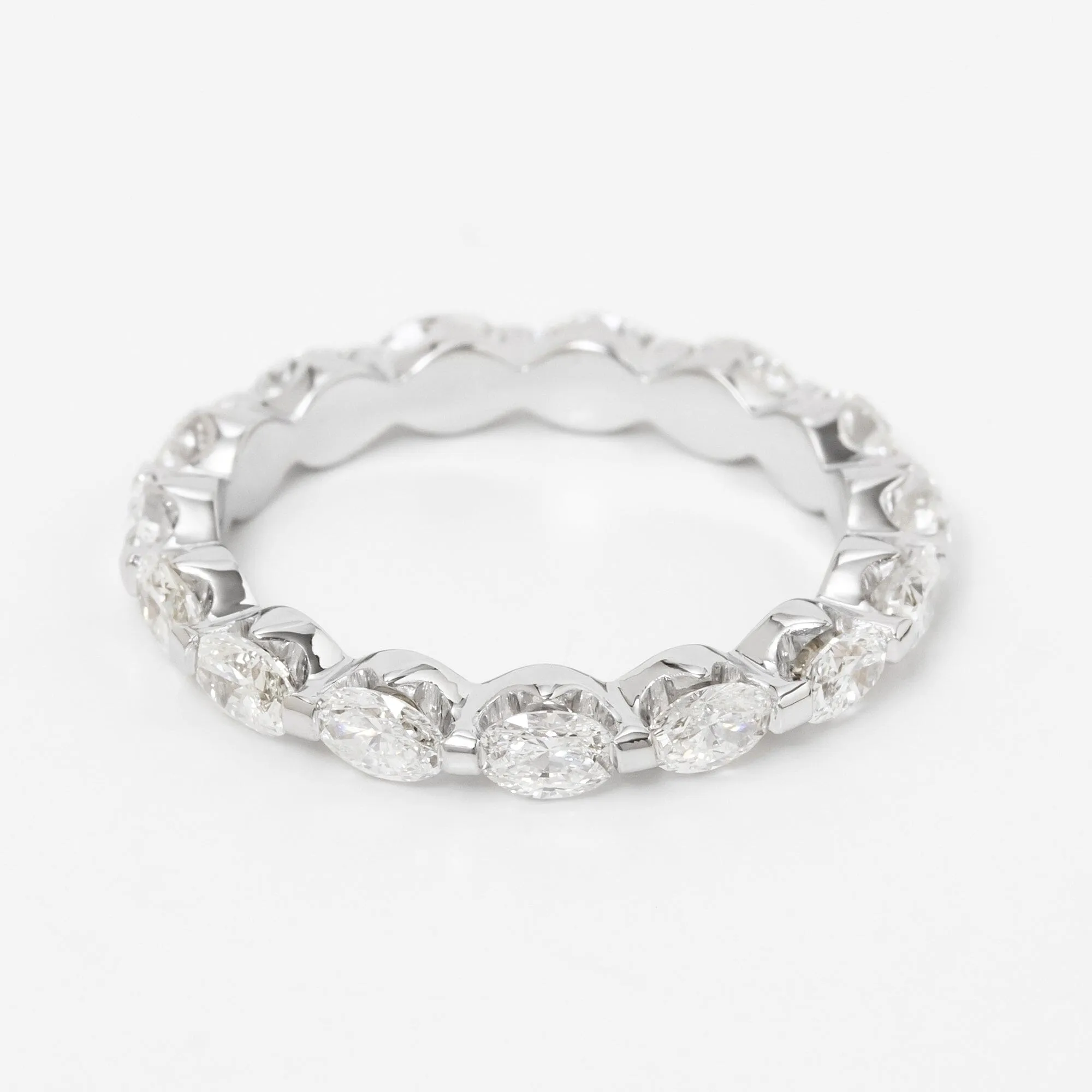 Shared Prong Oval East West Diamond Full Eternity Ring 