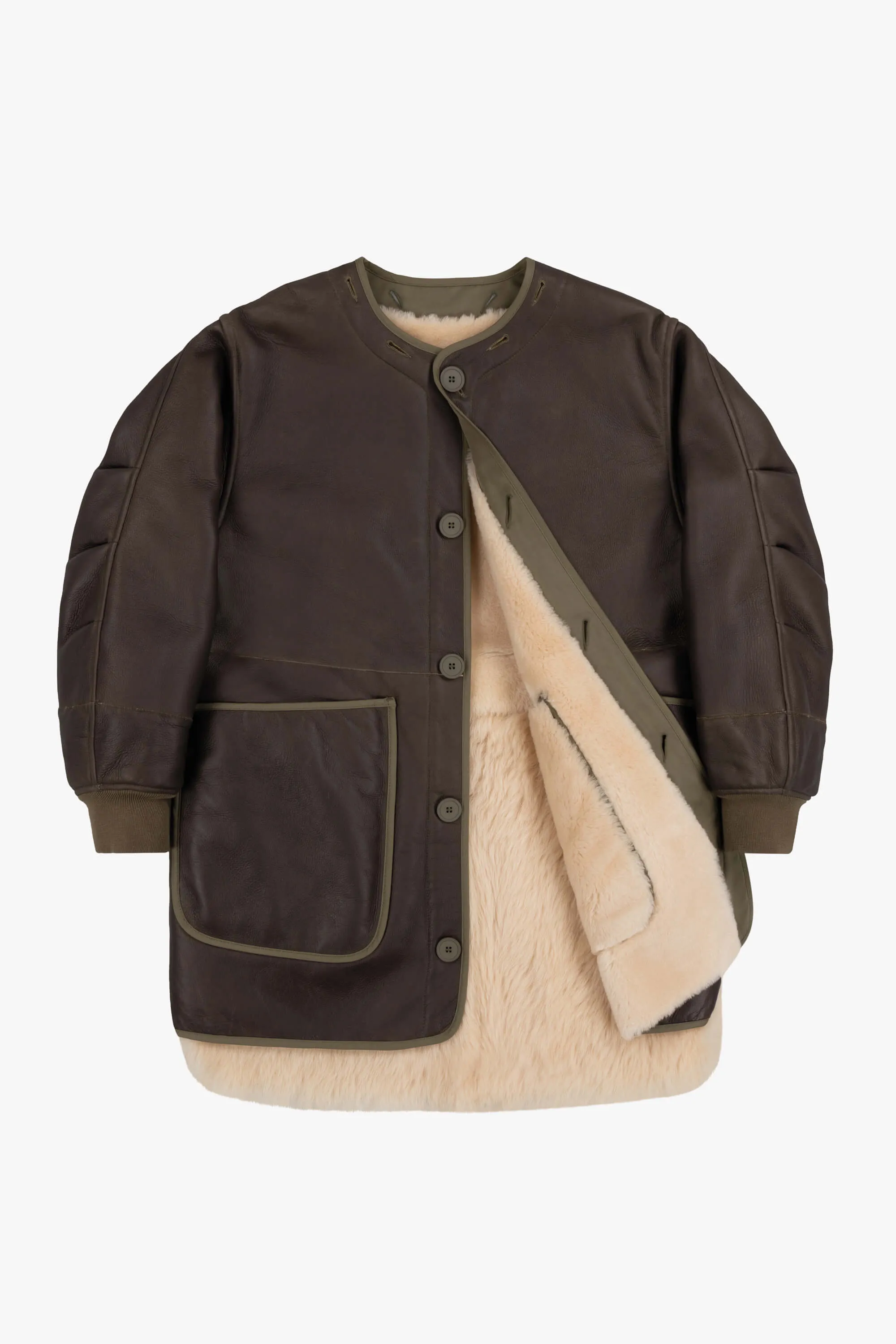Shearling Coat - Blush / Dark Olive