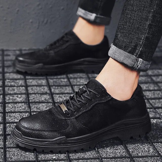shoes Men Sneakers Low Top Black Shoes suede leather Men's Casual Shoes Male Brand Fashion lace up Handmade Men Classic Shoes