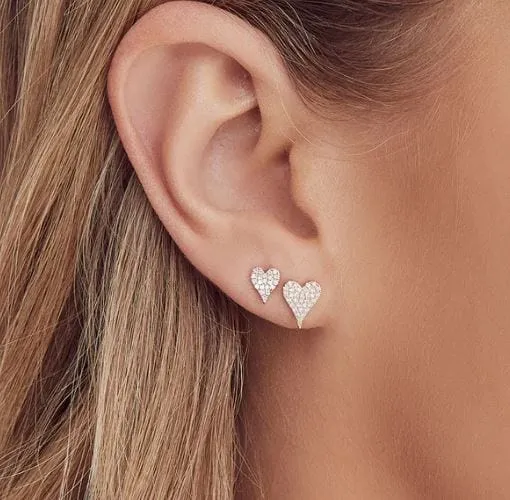 Shy Creation 14K Yellow Gold 0.14ctw Diamond Pave Heart Studs