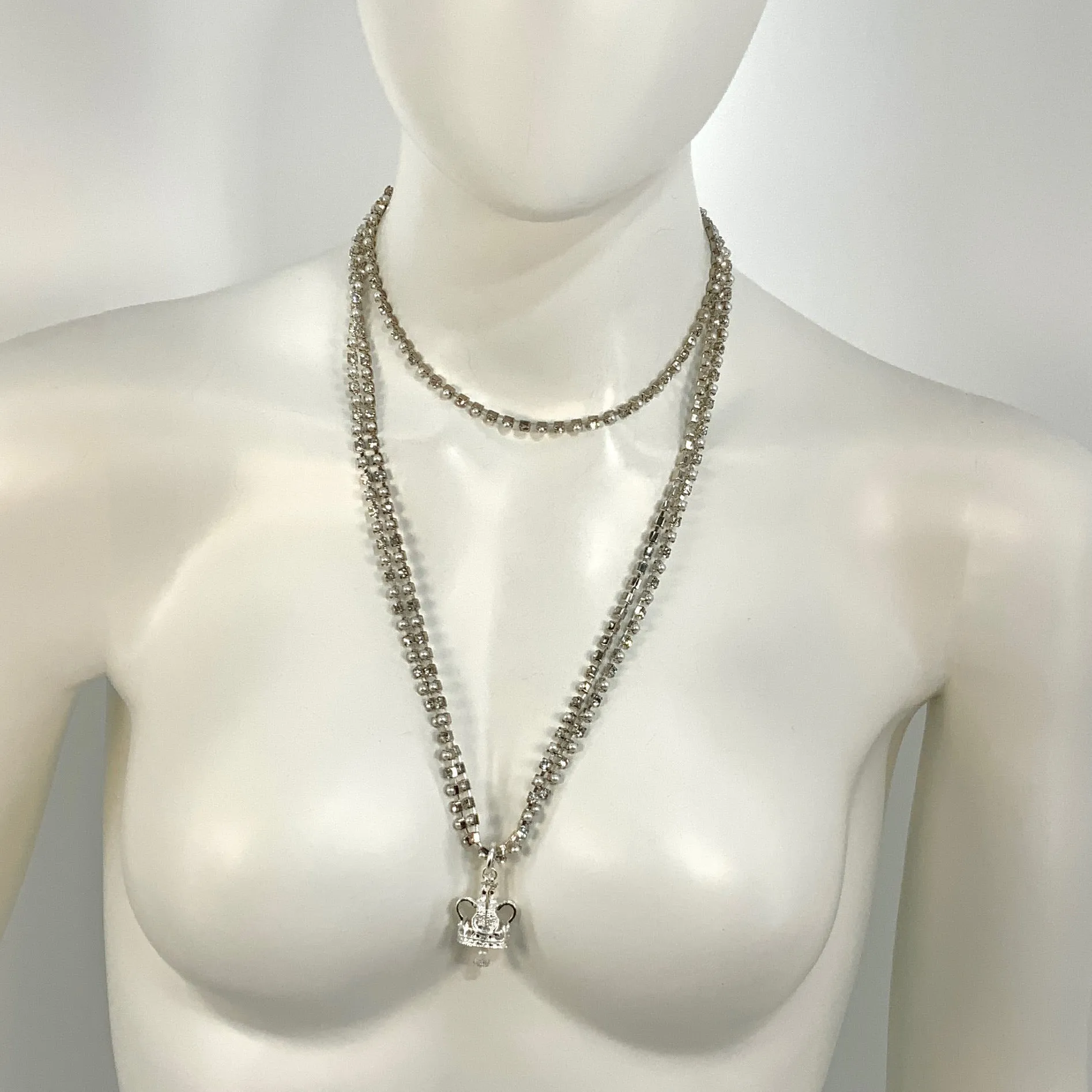 SILVER AND PEARL STATEMENT NECKLACE