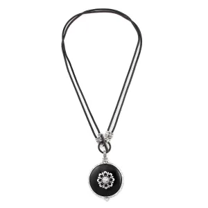 SILVER BLACK PENDANT ROPE  NECKLACES #275SV1401