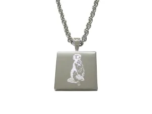 Silver Toned Etched Meerkat Pendant Necklace