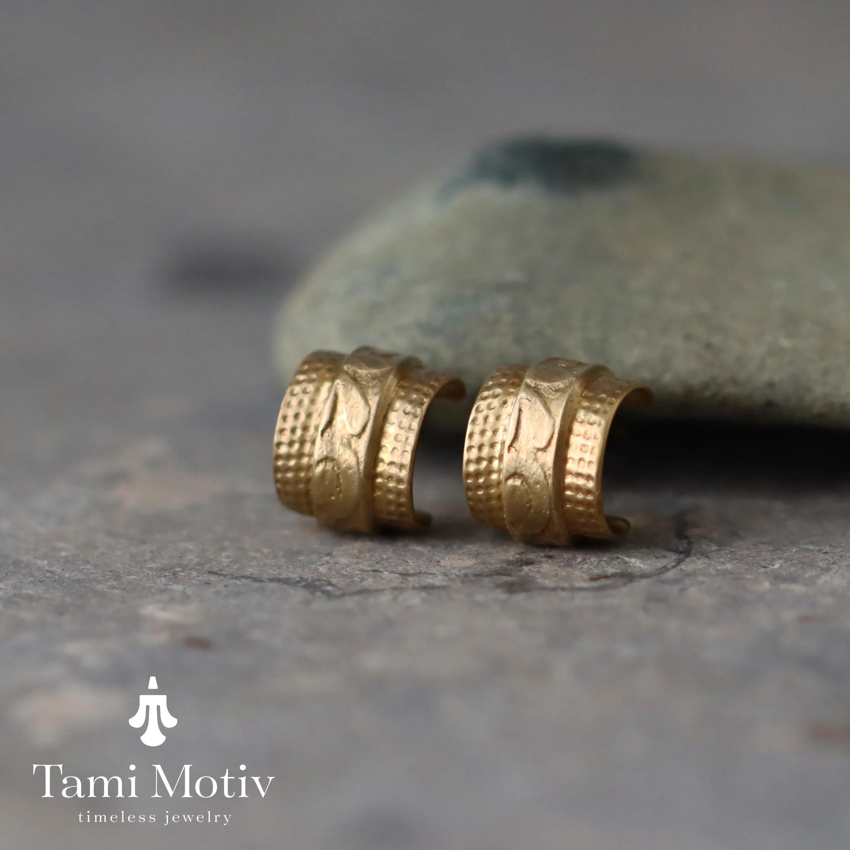 Silver Toned Half Hoop Textured Earrings