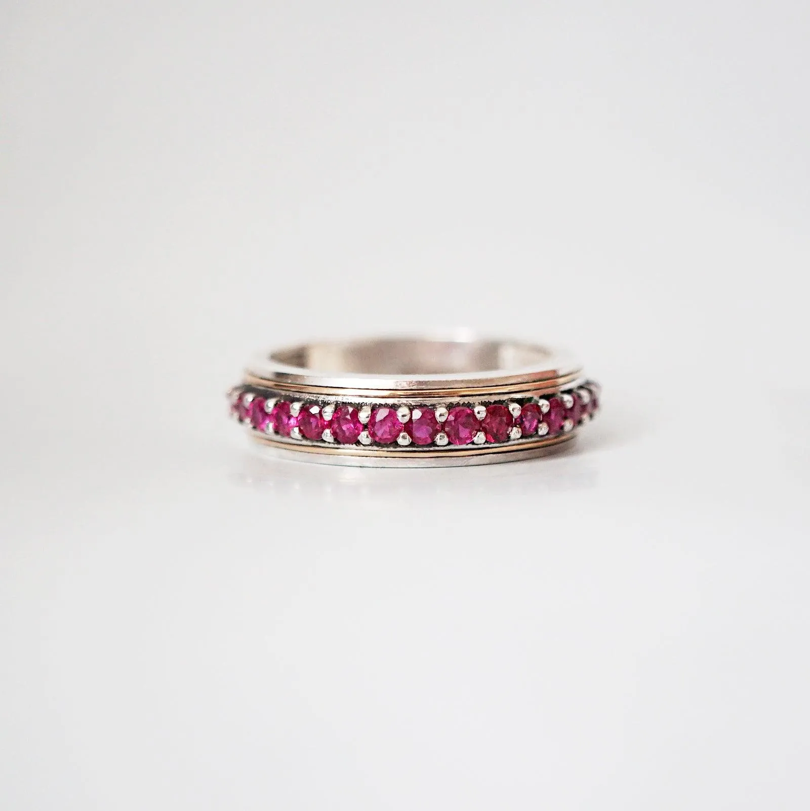 Silver/22K Gold Inlay Ruby Ring, 5mm