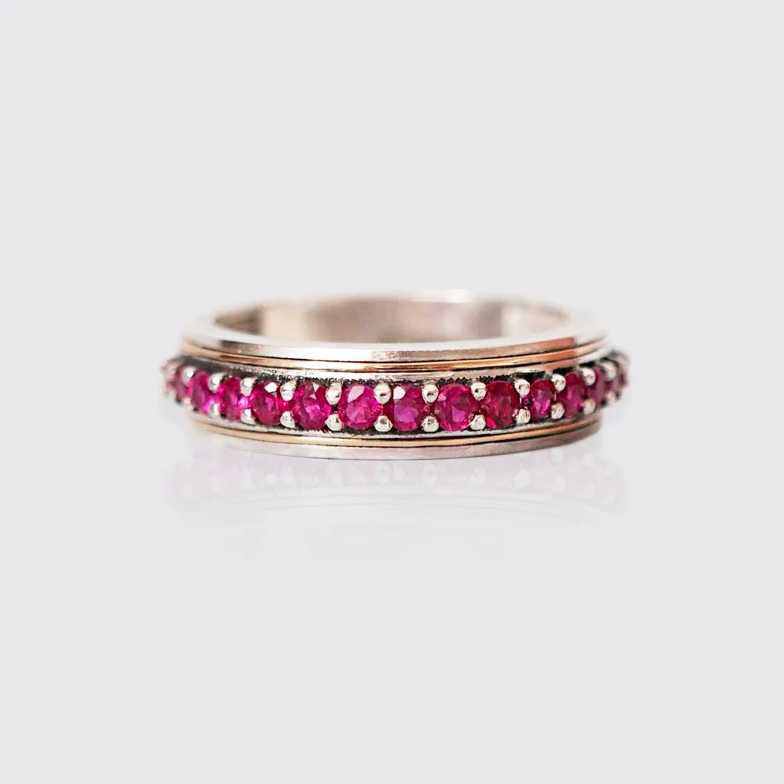 Silver/22K Gold Inlay Ruby Ring, 5mm
