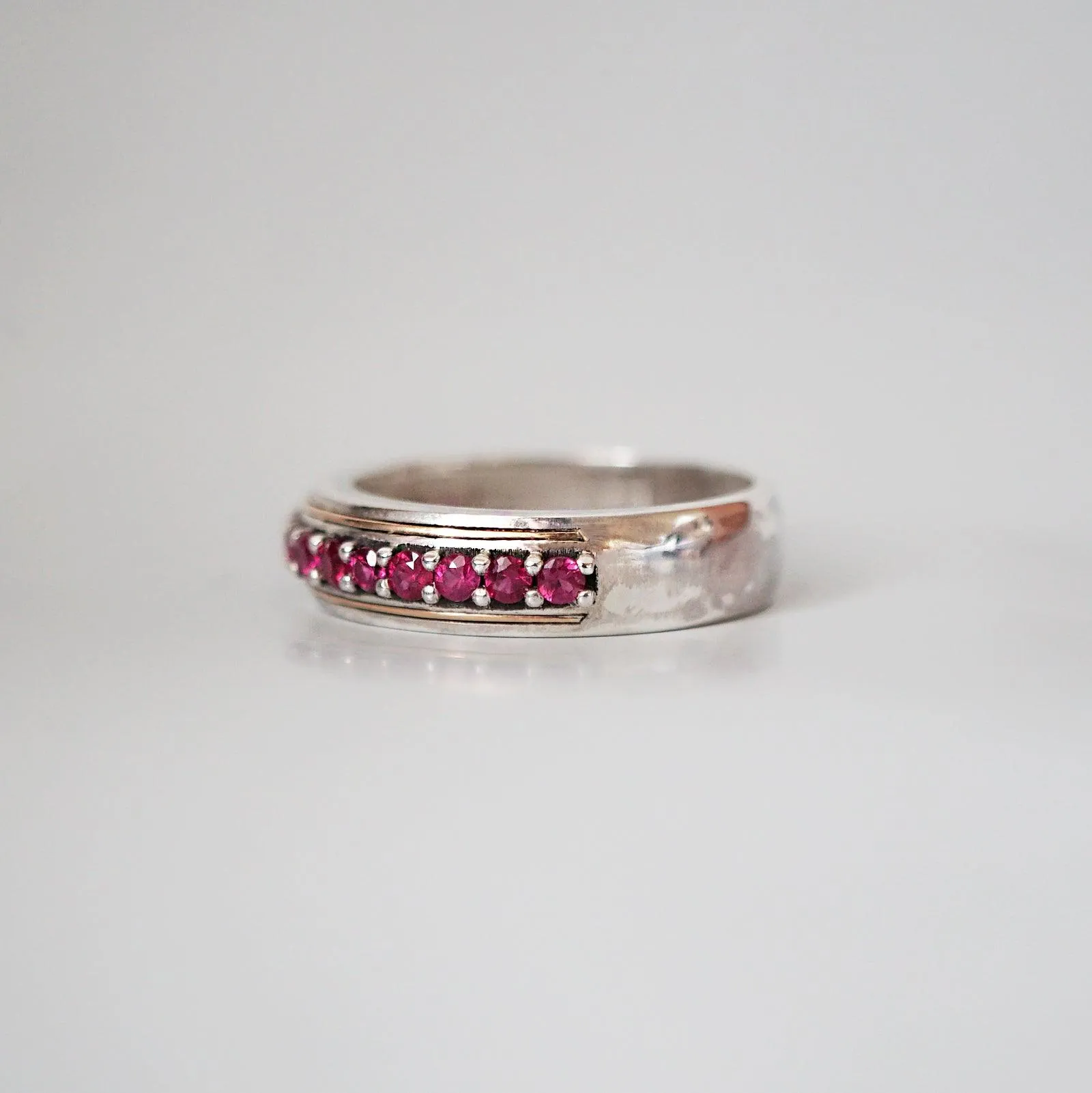 Silver/22K Gold Inlay Ruby Ring, 5mm