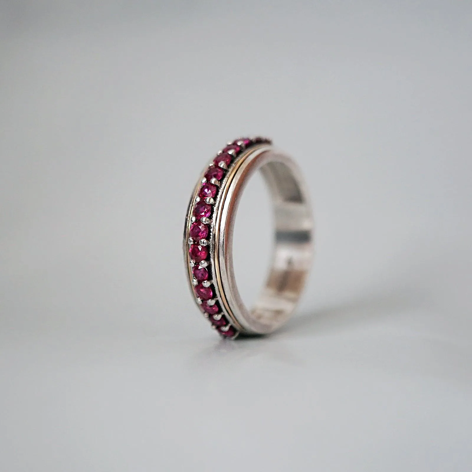 Silver/22K Gold Inlay Ruby Ring, 5mm