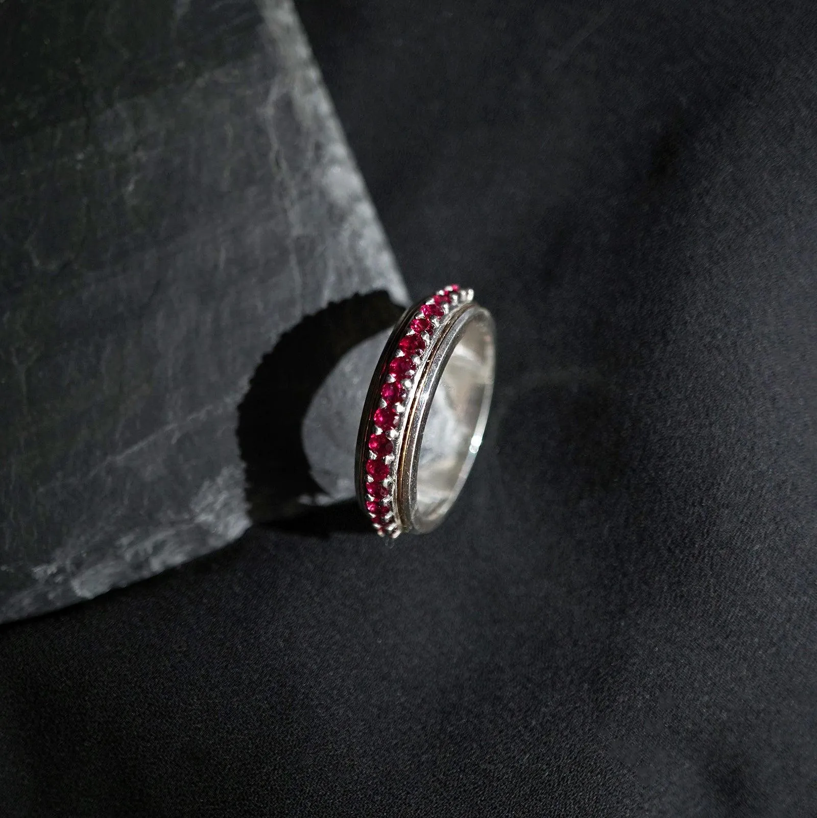 Silver/22K Gold Inlay Ruby Ring, 5mm