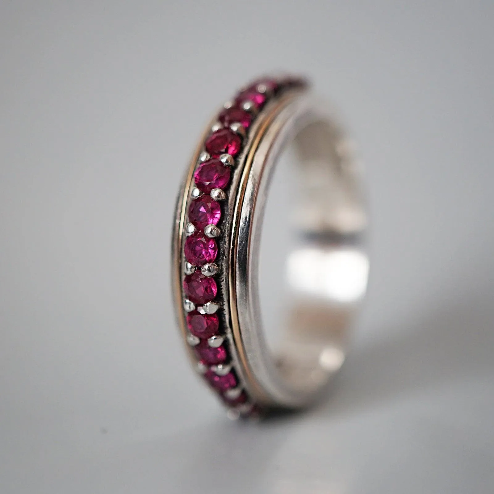Silver/22K Gold Inlay Ruby Ring, 5mm