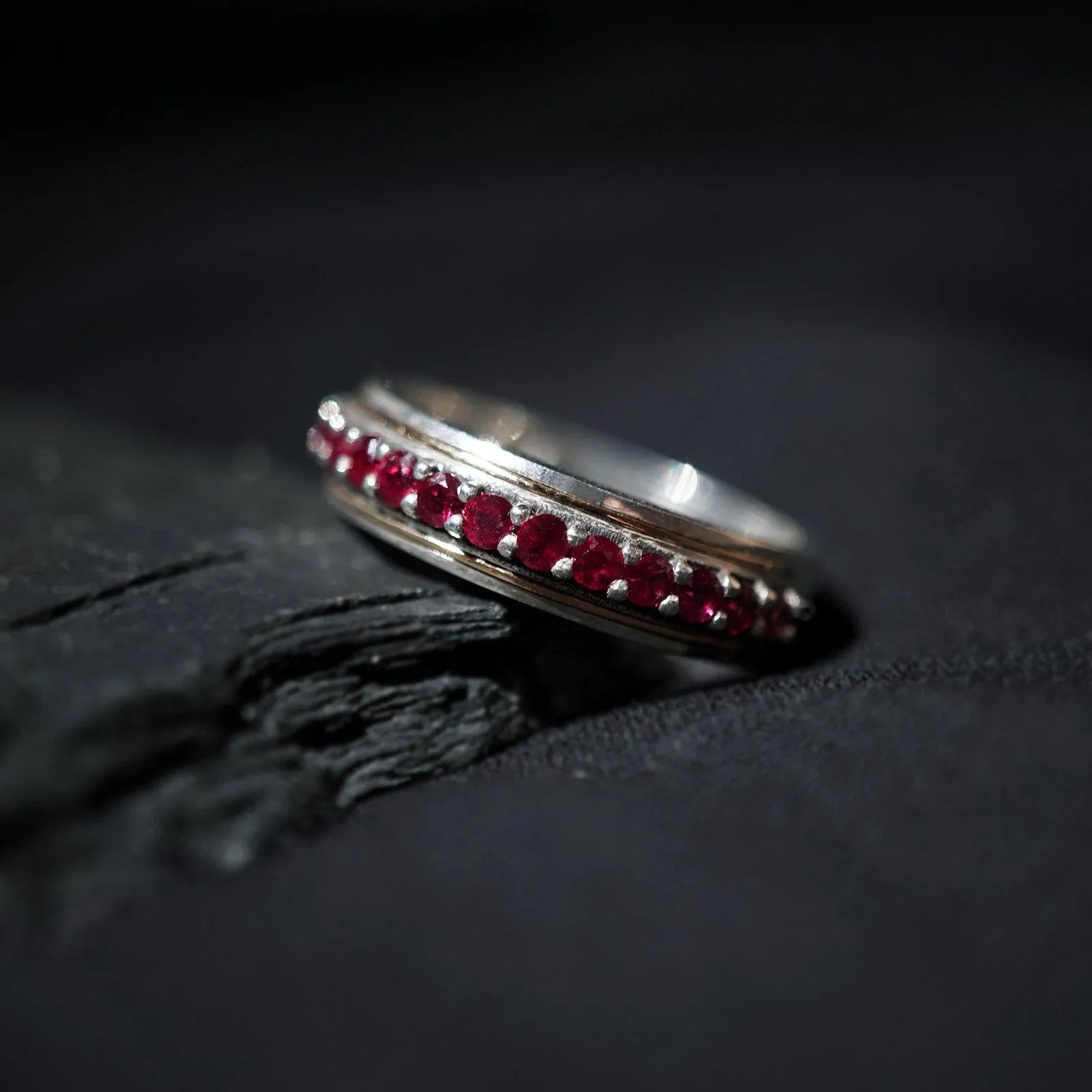 Silver/22K Gold Inlay Ruby Ring, 5mm