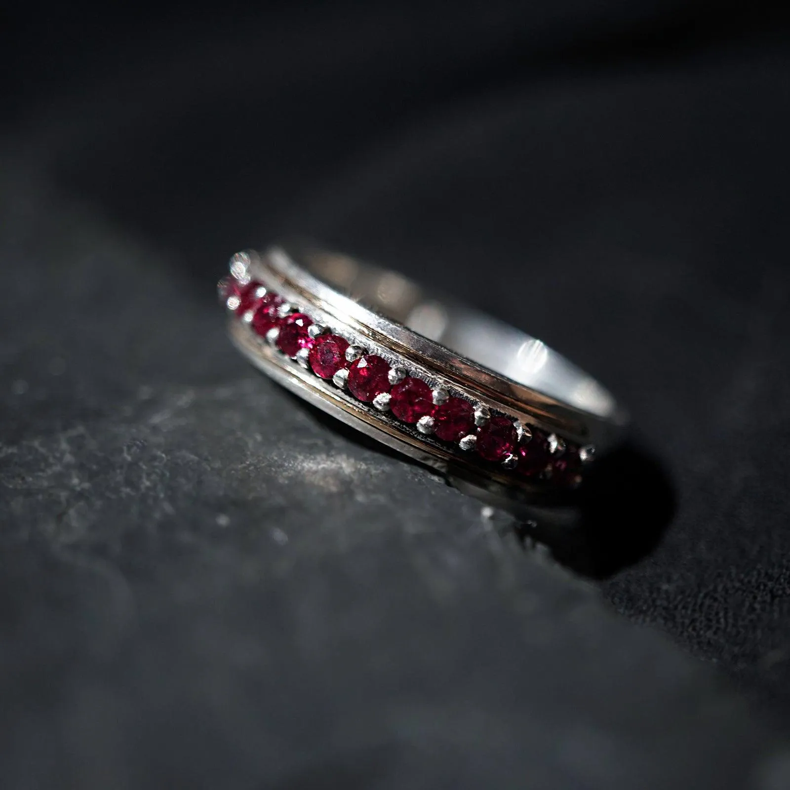 Silver/22K Gold Inlay Ruby Ring, 5mm